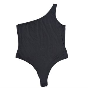 Shein Curve Black One Shoulder Thong Bodysuit Women's Size 2XL
